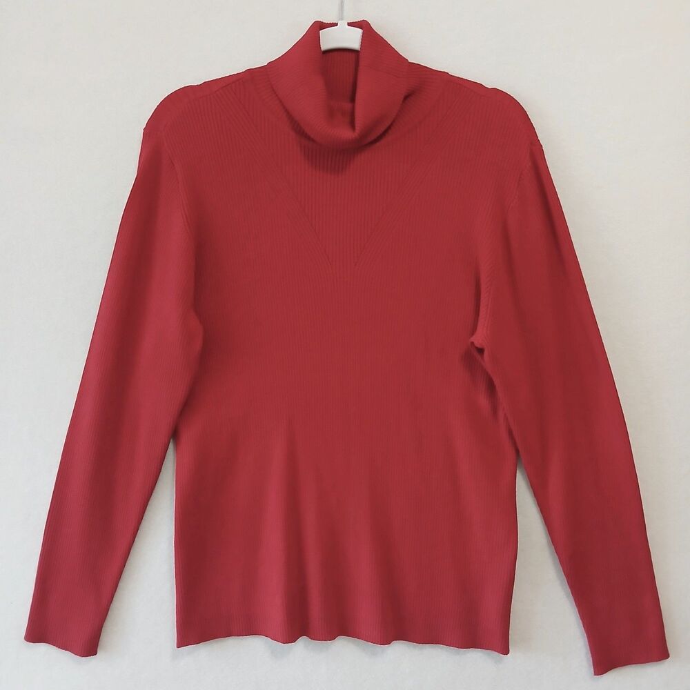 NEW EST. 1946 Women's Plus Size Long Sleeve Red Turtleneck Sweater Cozy #1190